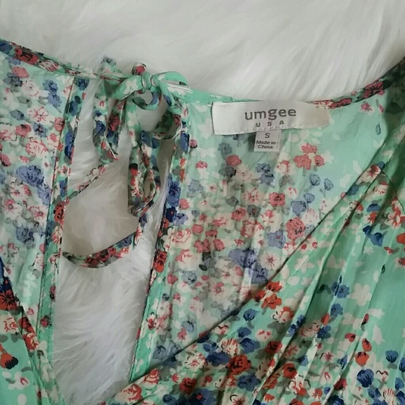 Umgee Mint floral maxi dress w/dramatic slits. - Picture 2 of 3